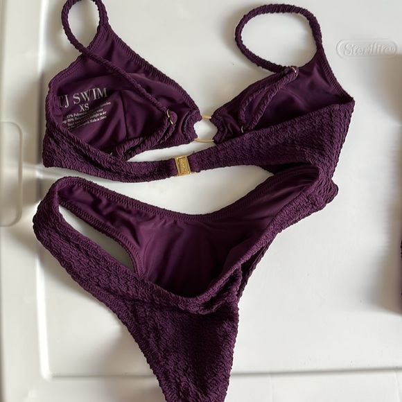 TJ Swim Purple Textured Bikini Set with High-Waisted Shorts size XS Only wore - Picture 5 of 8
